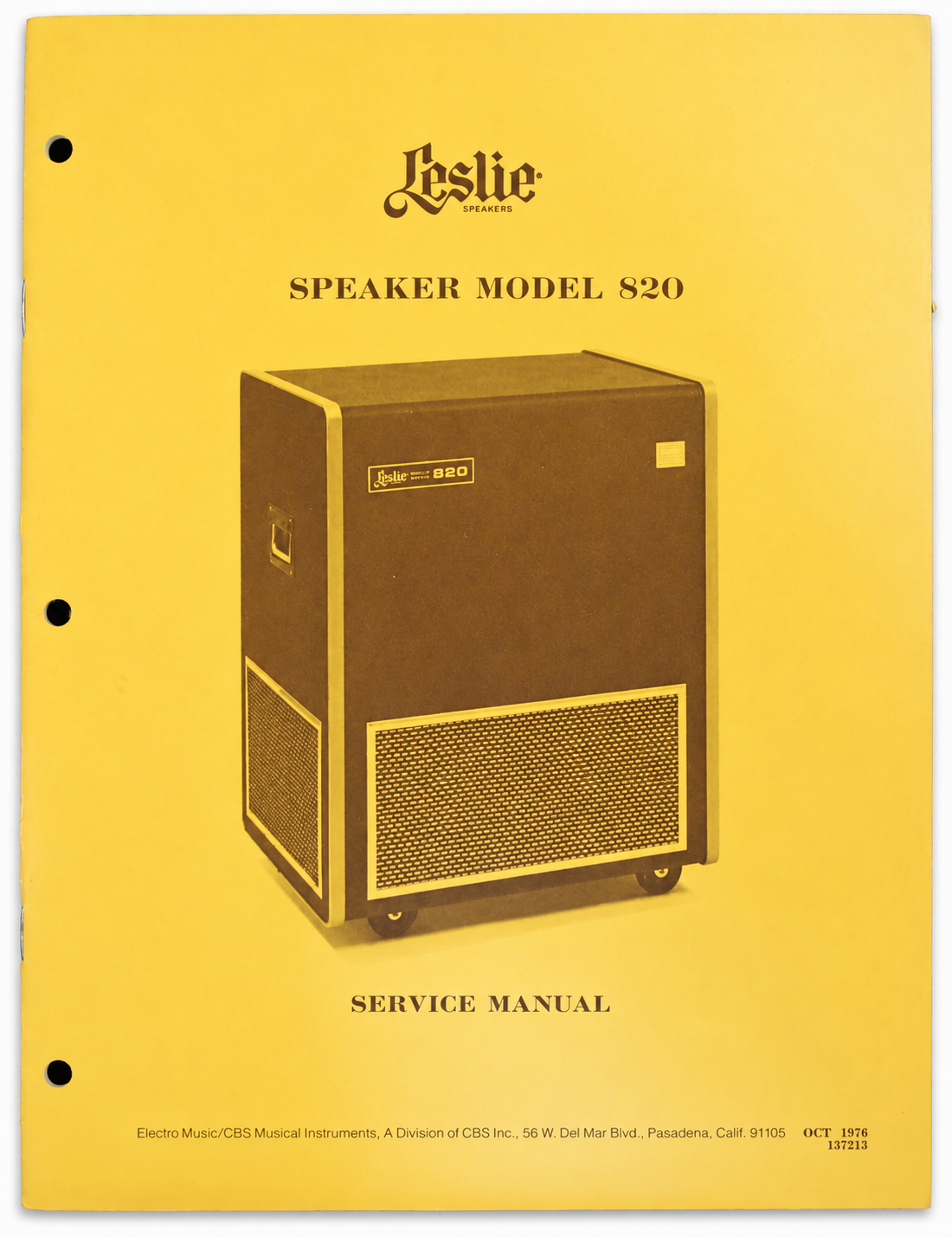 Original Leslie 820 Service Manual
