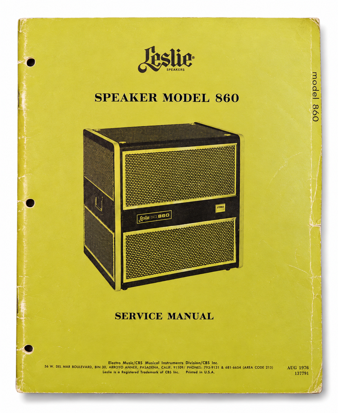 Original Leslie 860 Service Manual
