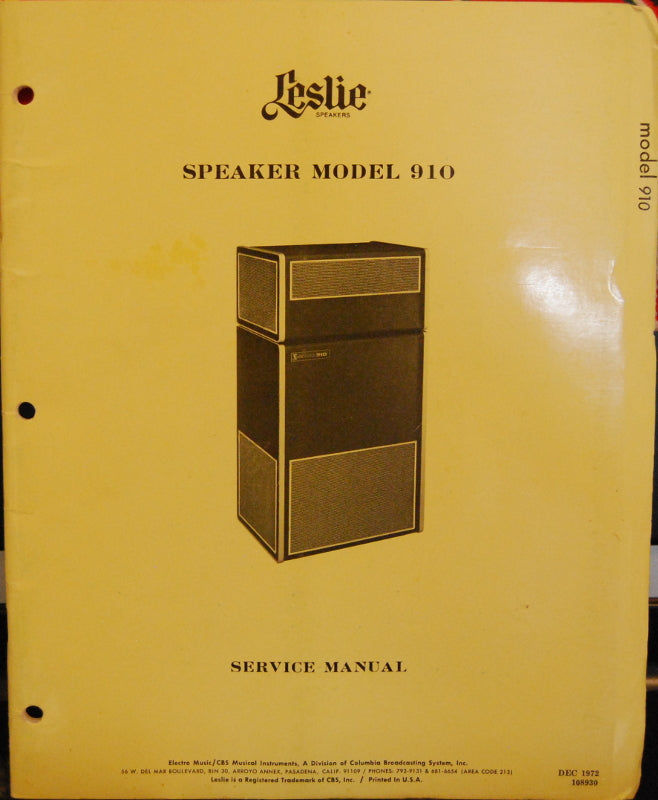 Original Leslie 910 Service Manual