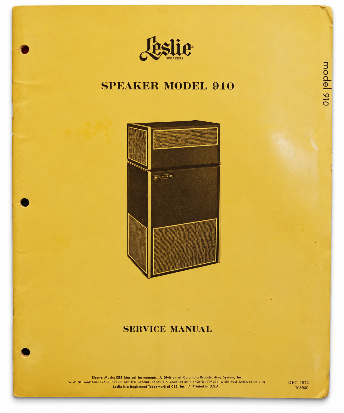 Original Leslie 910 Service Manual